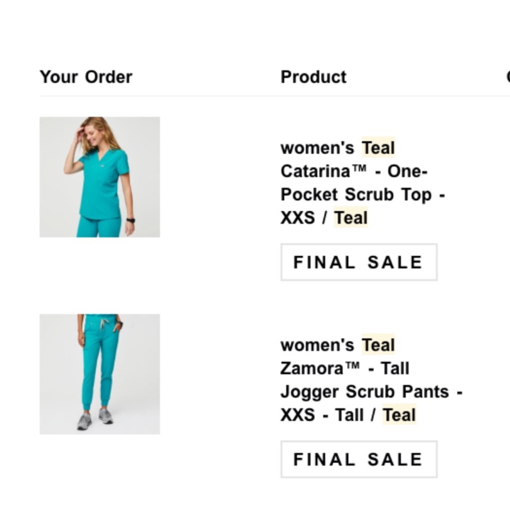 FIGS XXS Teal Jogger Scrub Set